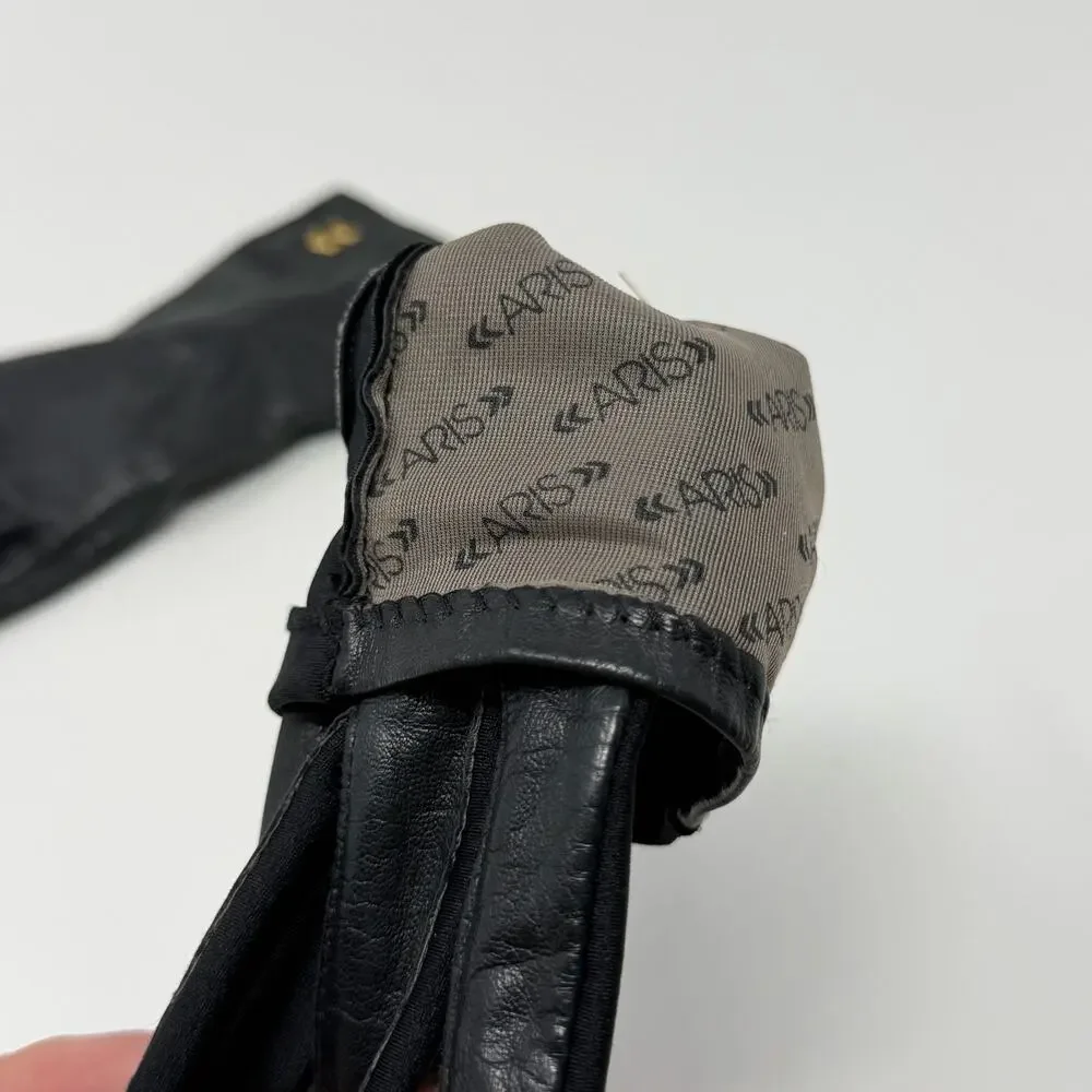 Vintage Aris Isotoner Black Leather Dress Gloves OS